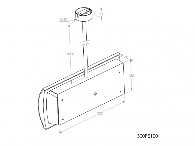 300PE100 pendel 100cm - technische tekening