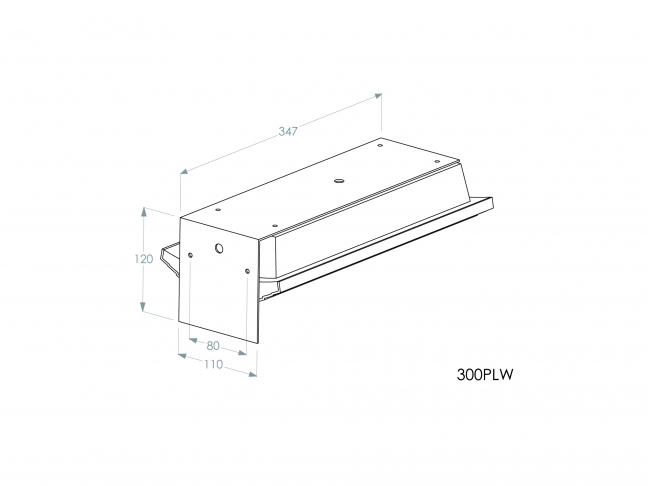 300PLW wandmontage haaks - technische tekening
